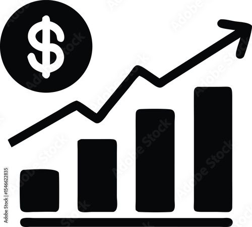 Financial growth chart symbolizing positive economic trends in business and investments icon
