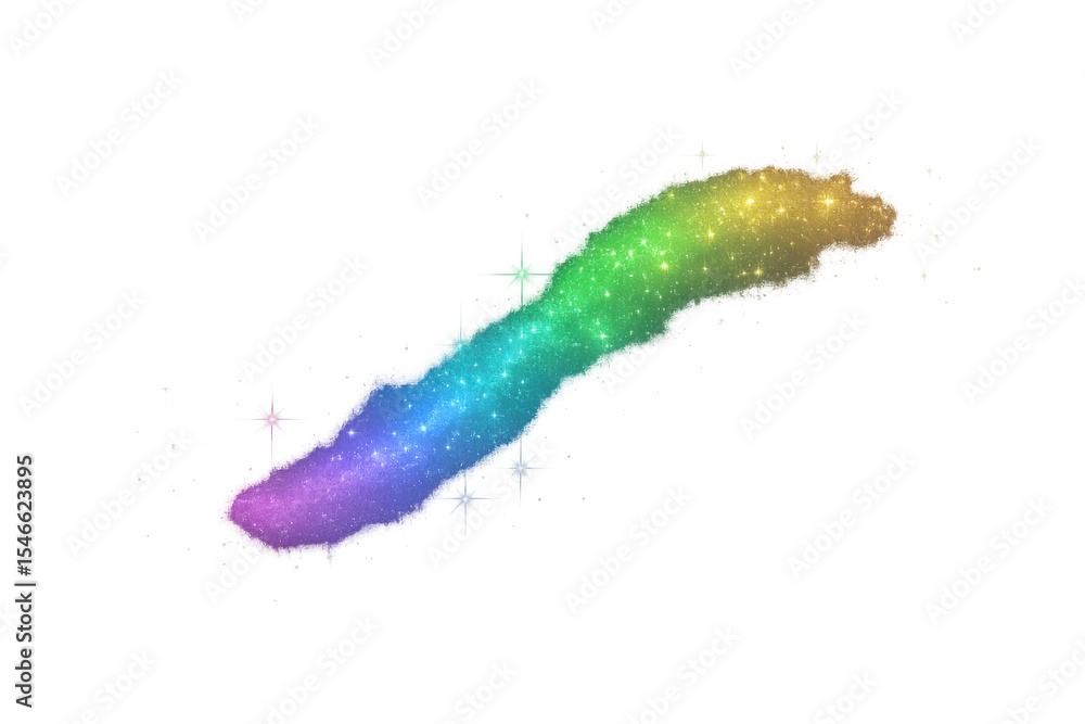 Obraz premium Multicolored glittering brush stroke trail shimmering across transparent surface, creating magical graphic design element