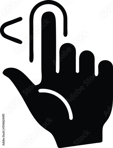 Silhouette of a hand performing a swipe gesture to interact with a digital interface icon