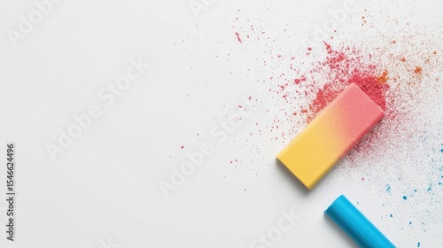 Colored chalk on white background