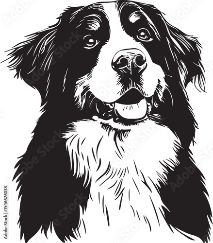 adorable black and white bernese mountain dog