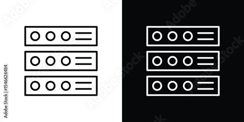 Server rack icon in black. flat graphic vector icon