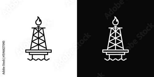 Shale gas rig icon in black. flat graphic vector icon