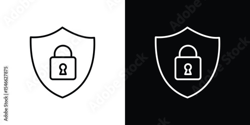 Shield lock icon in black. flat graphic vector icon