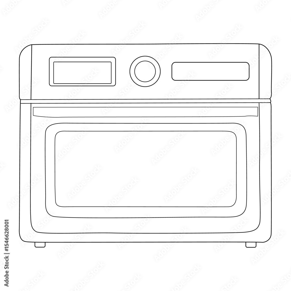Fototapeta premium Microwave line art vector design. Microwave outline illustration design.