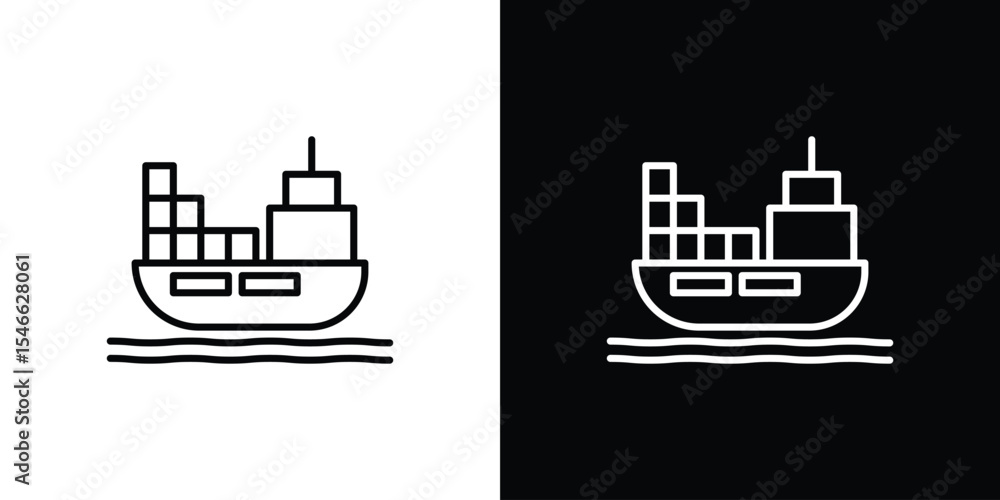 Fototapeta premium Ship icon in black. flat graphic vector icon