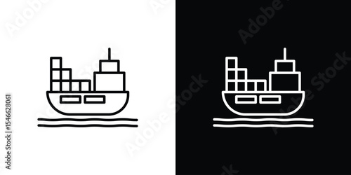 Ship icon in black. flat graphic vector icon