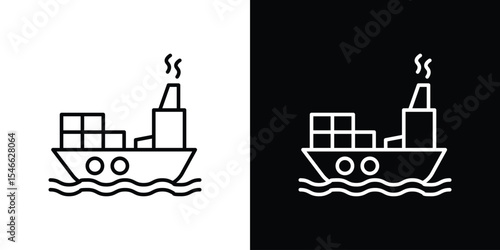 Ship icon in black. flat graphic vector icon