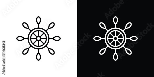 Ship wheel icon in black. flat graphic vector icon