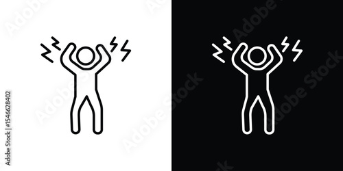 Shocked human icon in black. flat graphic vector icon