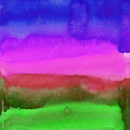 Bright painted watercolor rainbow texture. Hand drawn background with text place