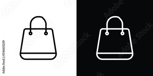 Shopping bag icon in black. flat graphic vector icon