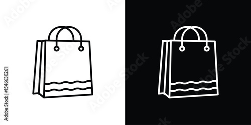 Shopping bag icon in black. flat graphic vector icon