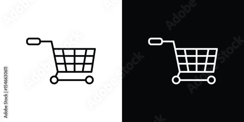 Shopping cart icon in black. flat graphic vector icon