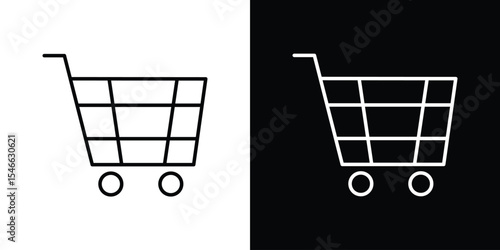 Shopping cart icon in black. flat graphic vector icon