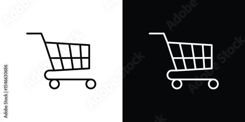 Shopping trolley icon in black. flat graphic vector icon