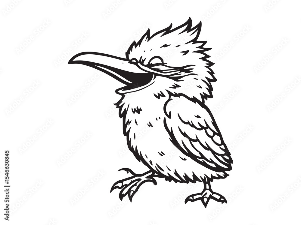 Naklejka premium Kookaburra Line Art Illustration