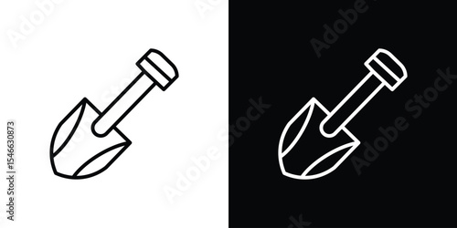 Shovel icon in black. flat graphic vector icon
