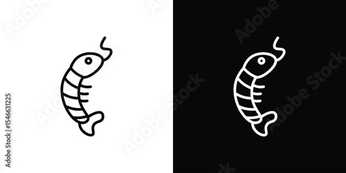 Shrimp icon in black. flat graphic vector icon