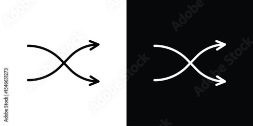 Shuffle arrow icon in black. flat graphic vector icon