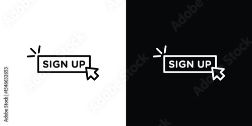 Sign up icon in black. flat graphic vector icon