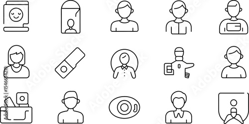 Outline style people icons set vector illustration user interface design avatars and profile pictures editable stock vector illustration