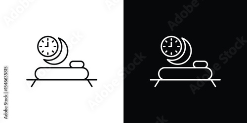 Sleeping time icon in black. flat graphic vector icon