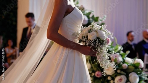 Bride walking down the aisle in elegant wedding ceremony moment