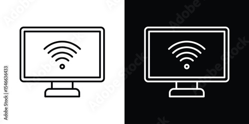 Smart tv icon in black. flat graphic vector icon