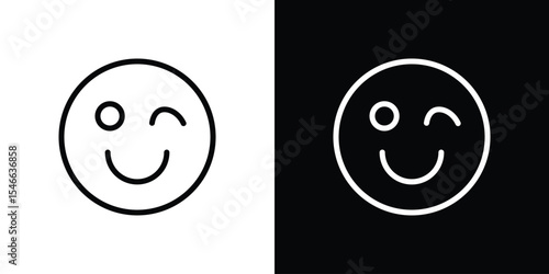 Smile wink icon in black. flat graphic vector icon