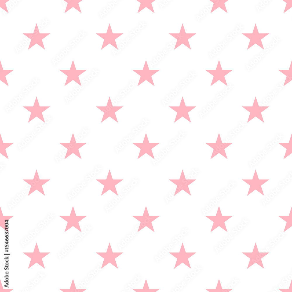 Obraz premium Light pink stars seamless pattern on white background in pastel grid layout