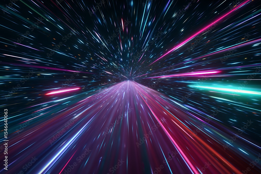 Naklejka premium Space travel background wallpaper hyperdrive hyperspace warp speed light speed motion graphic animation 4k
