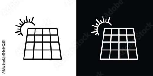 Solar panel icon in black. flat graphic vector icon