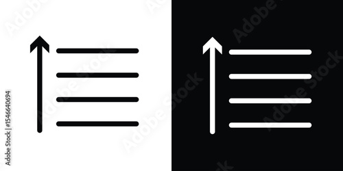 Sort amount up icon in black. flat graphic vector icon