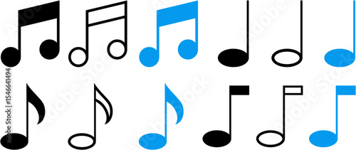 Colorful Music Notes Clipart rhythm Symbols Vector Art