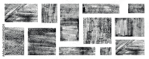 Hand-Drawn Grunge Brush Stroke Rectangles and Squares, Balck Abstract Texture Frames and Highlight Elements, Vector Paint Shapes