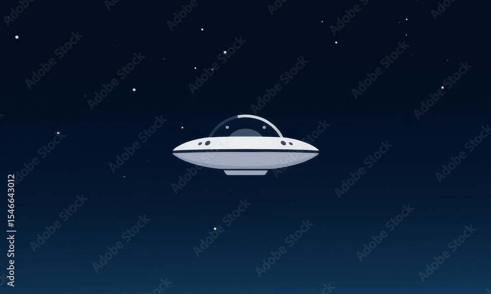 A Minimalist Vector Art of a Flying Saucer Icon Against a Starry Background A Minimalist Vector Art of a Flying Saucer Icon Against a Starry Background