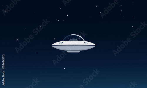 A Minimalist Vector Art of a Flying Saucer Icon Against a Starry Background