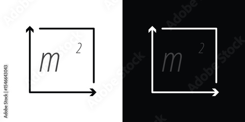 Square Meter icon in black. flat graphic vector icon