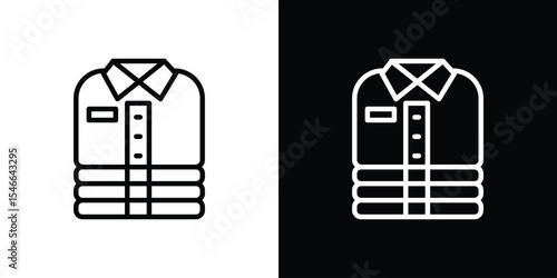 Stack of folded shirts icon in black. flat graphic vector icon