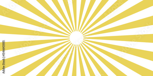 Sunburst starburst vector with copy space. Powder yellow color burst background. Saffron yellow radial beam sunrise or sunset light retro design illustration. yellow image that spreads radially