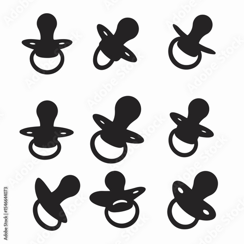 Pacifier icons black symbols baby soothers