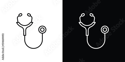 Stethoscope icon in black. flat graphic vector icon