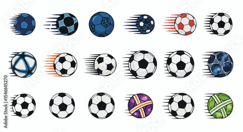 Football (soccer) ball collection – different designs and country flag styles.