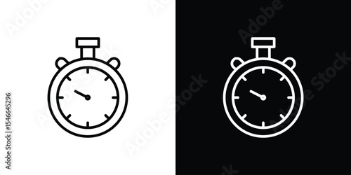 Stop watch icon in black. flat graphic vector icon