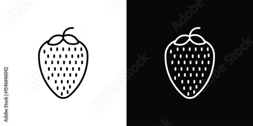 Strawberry icon in black. flat graphic vector icon