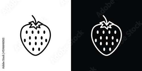 Strawberry icon in black. flat graphic vector icon
