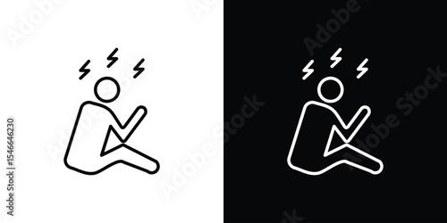 Stressed human icon in black. flat graphic vector icon