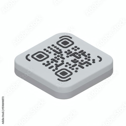 Isometric QR Code Icon Digital Technology Scan Code Symbol Modern App Interface Design Element
