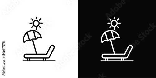 Sunbed icon in black. flat graphic vector icon